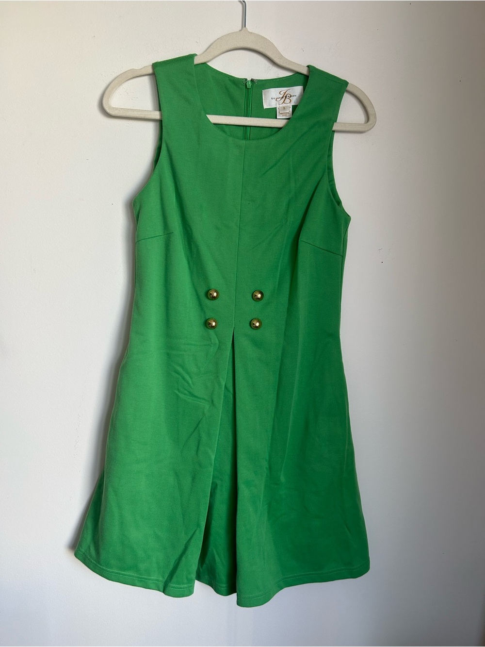 Julie brown Sleeveless A-Line Dress with Gold Buttons